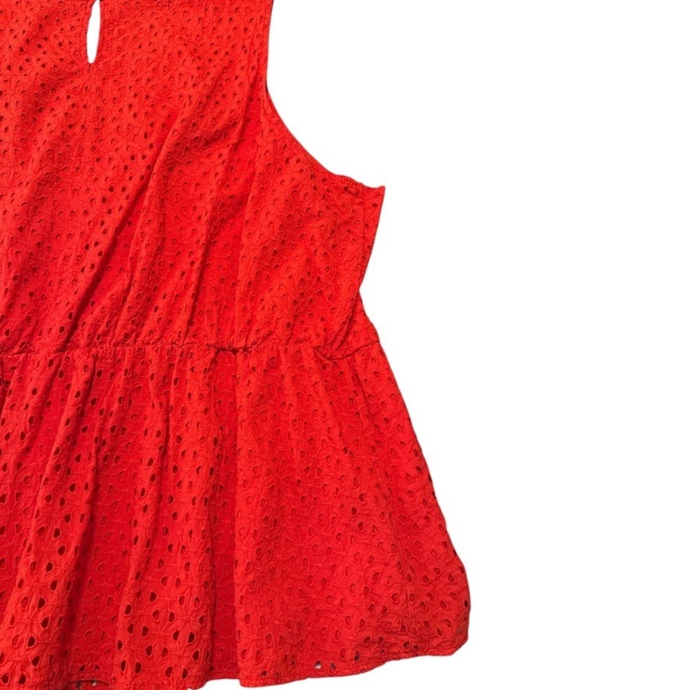 Lane Bryant Red Eyelet‎ Peplum Tank Top Plus Size 26 Resortcore Coastal Grandma - Picture 5 of 9